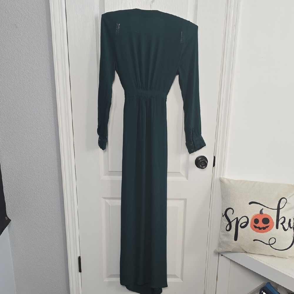 Vici Wrap Dress-Deep Green Long Sleeve - Picture 5 of 9
